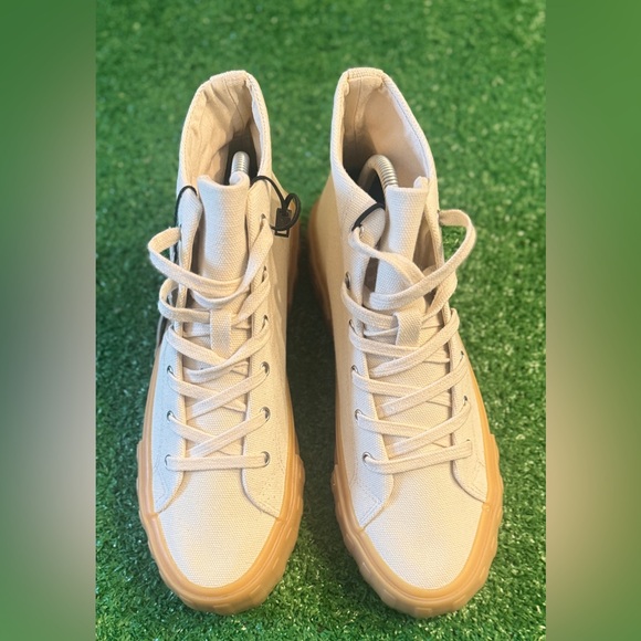 ZARA | Women's White Canvas Sneakers cream Sz 40 - Picture 3 of 7